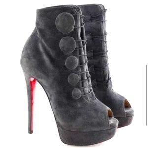 Louboutin Lady Booton Booties Gray Suede
